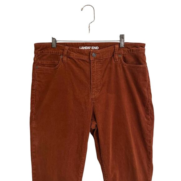 Lands’ End Corduroy Mid Rise Boot Cut Burnt Orange Brown Pant Sz 14 - Picture 2 of 7